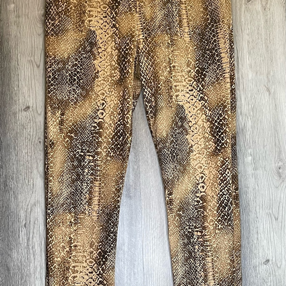 Lauren Ralph Lauren Petite 6P Snake Print Pants Womens Ankle Zip Stretch